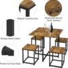 Yaheetech Industrial Dining Table Set for 4 Compact Kitchen Table and 4 Stools Space Saving Home Furniture for Small Space, Rustic Brown