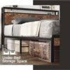 LIKIMIO Full Bed Frame, Platform Bed Frame Full with 2-Tier Storage Headboard and Strong Support Legs, More Sturdy, Noise-Free, No Box Spring Needed, Vintage Brown