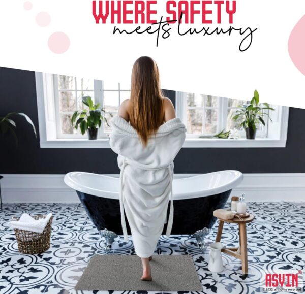 81qadDGuCOL._AC_SL1500_.jpg Asvin Soft Textured Bath, Shower, Tub Mat, 24x16 Inch, Phthalate Free, Non Slip Comfort Bathtub Mats with Drain, PVC Loofah Bathroom Mats for Wet Areas, Quick Drying