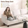 3 Seater Sofa Couch with Deep Seats, 89" Mid Century Modern Upholstered Sofa with Armrests, Comfy Couches for Living Room, Bedroom, Apartment and Office (Beige)