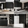 Sunny Heart Wood Slat Wall Panels, Wood Panels for Wall, 2 Pack 93.5" x 12.6" Soundproof Solid Wooden Wall Panels, 3D Acoustic Fluted Wood Wall Panels for Ceiling Wall Decor, Black