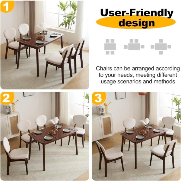 Karl home Modern 5-Piece Brown Wood Dining Table Set for 4, Compact Mid-Century Modern Table & Chair Set for Kitchen/Small Apartment/Dining Room, Padded Seats & Backrests