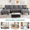 YITAHOME Sectional Couches for Living Room, U Shaped Couch with USB & Type C Charging Ports Chenille Modern Cloud Sofa Double Chaise Sofa Upholstered Couch for Office Apartmant Small Space, Grey