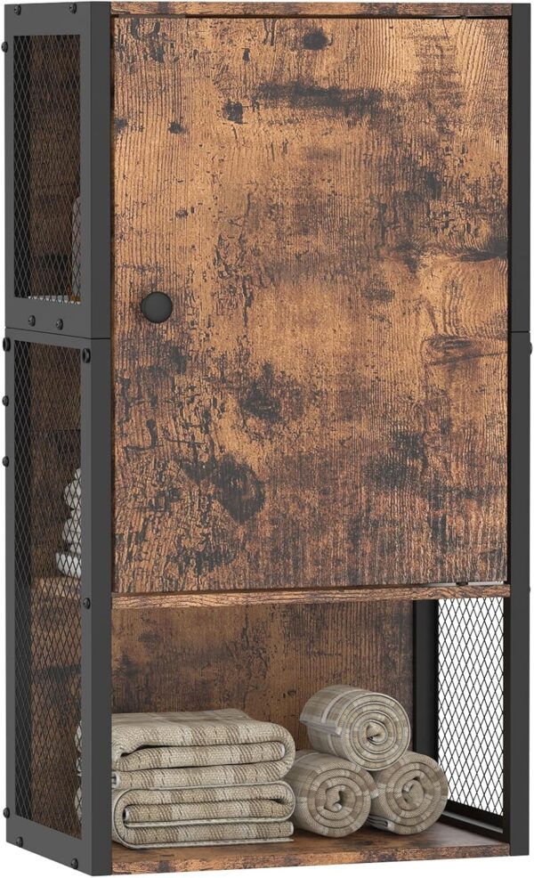 Farmhouse Medicine Cabinets, Small Bathroom Cabinet Wall Mount, Brown Bathroom Wall Cabinet, 3-Tier Wall Mounted Storage Cabinet for Small Spaces, Living Room, Laundry