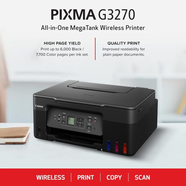 Canon MegaTank G3270 All-in-One Wireless Inkjet Printer. for Home Use, Print, Scan and Copy, Black