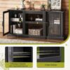 WLIVE Retro TV Stand for 65 inch TV, TV Console Cabinet with Storage, Open Shelves Entertainment Center for Living Room and Bedroom, Black