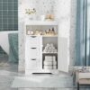 YESHOMY Bathroom Storage Cabinet Freestanding Floor Cupboard with 1 Door and 3 Drawers for Kitchen, Living Room, White