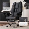 Big and Tall Office Chair 400lbs Wide Seat, Leather High Back Executive Office Chair with Foot Rest, Ergonomic Office Chair Lumbar Support for Lower Back Pain Relief (Black)