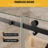 Shower Glass Door with Waterroof Seal Strip, Adjustable (56-60" W x 75 "H) Frameless Sliding Shower Door with Easy-Clean Coating SGCC Tempered Glass 5/16" (8mm), Stainless Steel Hardware, Black