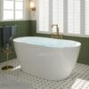 FerdY Bali 55" Acrylic Freestanding Bathtub, Gracefully Shaped Freestanding Soaking Bathtub, Glossy White cUPC Certified, Toe-Tap Chrome Drain and Classic Slotted Overflow Included