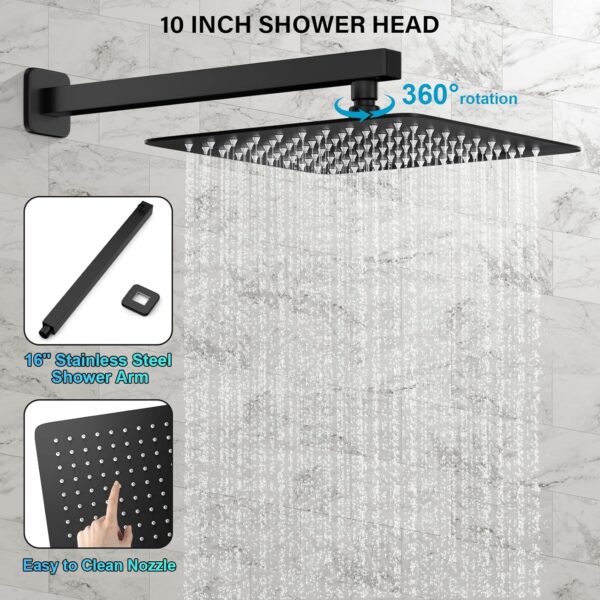 81tt5fntNL._AC_SL1500_.jpg Black Shower Faucet Set, Rainfall Shower System with Rain Shower Head and Handle Set, Wall Mounted Shower Fixtures, Full Metal Trim Repair Kit 10 inch Matte Black (With Shower Valve)