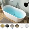 FerdY 67" Bali Acrylic Freestanding Bathtub, Gracefully Shaped Freestanding Soaking Bathtub, cUPC Certified, Toe-Tap Brushed Nickel Drain and Minimalist Linear Design Overflow Included
