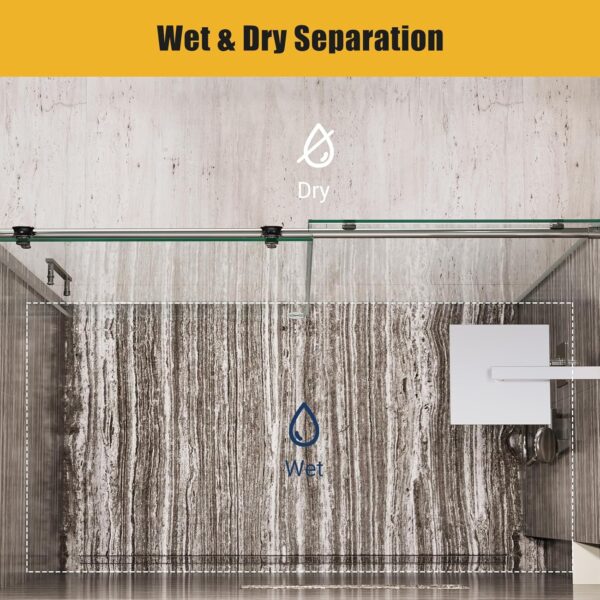Shower Glass Door with Waterroof Seal Strip, Adjustable (56-60" W x 75 "H) Frameless Sliding Shower Door with Easy-Clean Coating SGCC Tempered Glass 5/16" (8mm), Stainless Steel Hardware, Silver