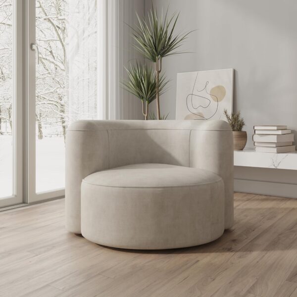 Acanva Luxury Modern Tight Curved Back Velvet Sofa, Minimalist Style Comfy Couch for Living Room Apartment Reception Space, Cream Single Chair Set of 2