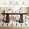 LITTLE TREE Dining Table for 6 People, Wooden Dining Table, Rectangle Table with Heavy Duty Legs, Modern Dining Table for Kitchen, Dining Room, Black