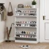 Shoe Cabinet with 3 Flip Drawers, Hidden Wood Shoe Cabinet,Freestanding Shoe Storage Cabinet for Entryway Hallway.White. 47.2" H*31.5" W*9.25" D.