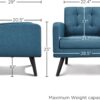Yaheetech Mid-Century Accent Chairs, Modern Upholstered Living Room Chair, Cozy Armchair Button Tufted Back and Wood Legs for Bedroom/Office/Cafe, Navy Blue