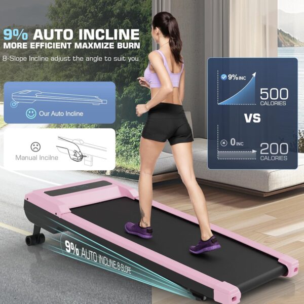ANCHEER Walking Pad Treadmill with 9% Auto Incline, 4 in 1 Under Desk Treadmill with Remote Control, 2.5HP Walking Treadmill for Home Office, LCD Display/300LBS Weight Capacity/8 Adjustable Slopes