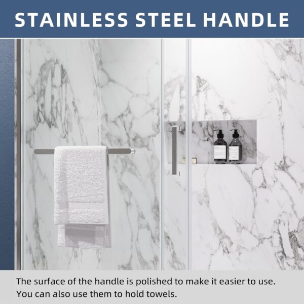 Semi-Framed 60’’W×75’’H Shower Door Bathroom Door Single Sliding Shower Door, SGCC Clear Tempered Glass, Stainless Steel Handle, 4-Inch Adjustable Width, Brushed Nickel