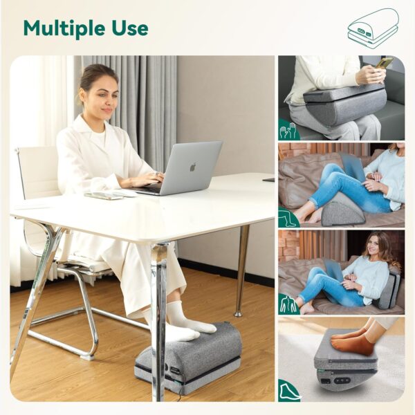 Snailax Footrest for Under Desk at Work, Heated Ergonomic Foot Stool, Adjustable Height, 2 Heating Levels & 3 Vibrating Massage Modes, Gaming Office Home Use