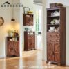 Bathroom Wall Cabinet, Farmhouse Medicine Cabinet, 24" Wide Bathroom Cabinet with Drawer, Adjustable Shelf, Double Barn Doors, Storage Cabinet for Bathroom, Kitchen, Living Room, Brown