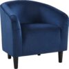 Yaheetech Velvet Club Chair, Modern Tufted Accent Chair with Armrest, Upholstered Barrel Chair with Solid Legs for Living Room/Bedroom/Study/Waiting Room, Navy Blue