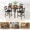 AMERLIFE Solid Wood 5-Piece Dining Table Set, Mid Century Modern Dining Table W/ 4 Chairs, Chairs with Curved Backrests & PU Cushioned, Space Saving Table & Chairs, Black/Walnut