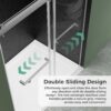 DELAVIN 44"-48" W x 75" H Frameless Shower Door, Double Sliding Shower Door, 5/16"(8mm) Clear Tempered Glass, Noiseless Shatterproof Glass Shower Door with Square Rail, Stainless Steel, Aluminum