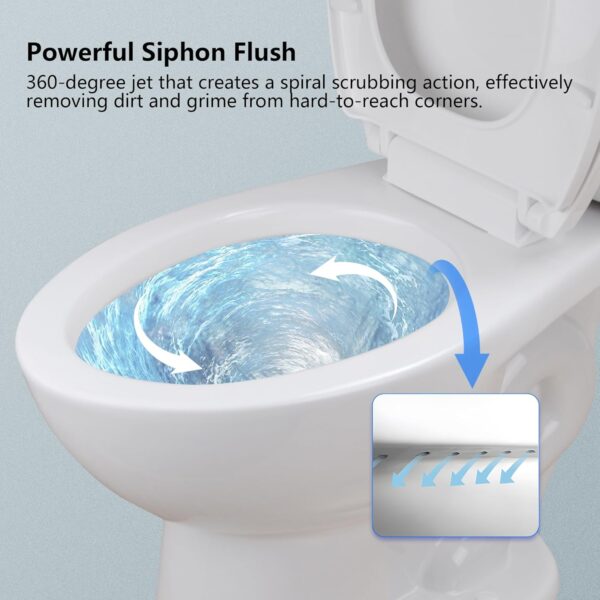 DeerValley Two-Piece Elongated Toilet ADA 17.9” High Toilet for Bathrooms, 1000g Map High-Efficiency, 12" Rough-In