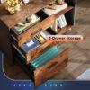 DEVAISE 3 Drawer Mobile File Cabinet, Wood Lateral Filing Cabinet, Printer Stand with Open Shelves for Home Office, Rustic Brown