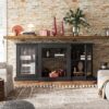 WLIVE Retro TV Stand for 65 inch TV, TV Console Cabinet with Storage, Open Shelves Entertainment Center for Living Room and Bedroom, Black