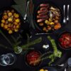 Stone Lain Coupe 32-Piece Stoneware Dish Set, Celina Service for 8, Black Plates and Bowls Dinnerware Set, Dishwasher and Microwave Safe, Black Matte