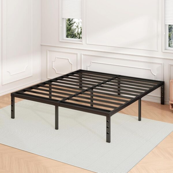 18 Inch Full Bed Frame - Sturdy Metal Platform Full Size, No Box Spring Needed, Heavy Duty, Easy Assembly, Strong Bearing Capacity, Under Bed Storage, Black