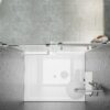 DELAVIN 44"-48" W x 75" H Frameless Shower Door, Double Sliding Shower Door, 5/16"(8mm) Clear Tempered Glass, Noiseless Shatterproof Glass Shower Door with Square Rail, Stainless Steel, Aluminum