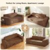 Sofa-in-a-Box, Memory Foam 3-Seater Couch, No Installation & Easy to Transport, Deep Seat Modern Sofa with Corduroy Fabric, Couch for Living Room, Bedroom, Apartment, Home Office, Brown