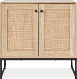 Best Choice Products 2-Door Rattan Storage Cabinet, Accent Furniture, Multifunctional Cupboard for Living Room, Hallway, Kitchen, Sideboard, Buffet Table w/Non-Scratch Foot Pads - Natural