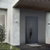 VDOMDOORS Front Exterior Prehung Glass Steel Door 36 x 80 inches Right-Hand/Deux 6501 Black Enamel/Lite and Stainless Inserts Single Modern Painted