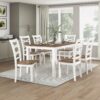 Lexicon Dining Table Set for 6 with Chairs, Solid Wood 7 Piece Farmhouse Dining Room Table and Chairs Set of 6, Cross Back, Easy Assembly Seater for Indoor Home, Dinner, Kitchen, Cherry/White