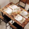 IRONCK Dining Table Set for 4, Wood Kitchen Table with Upholstered Chairs Dinning Table Set for Kitchen & Dining Room, Compact Dining Set for Small Spaces, Rustic Brown