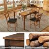AMERLIFE Solid Wood 5-Piece Dining Table Set, Mid Century Modern Dining Table W/ 4 Chairs, Chairs with Curved Backrests & PU Cushioned, Space Saving Table & Chairs, Black/Walnut