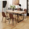Dining Table Set for 4, Modern 55'' Wood Dining Table, Fabric Dining Chairs 4,Table and Chairs Set of 4,Ideal for Kitchen Dining Room