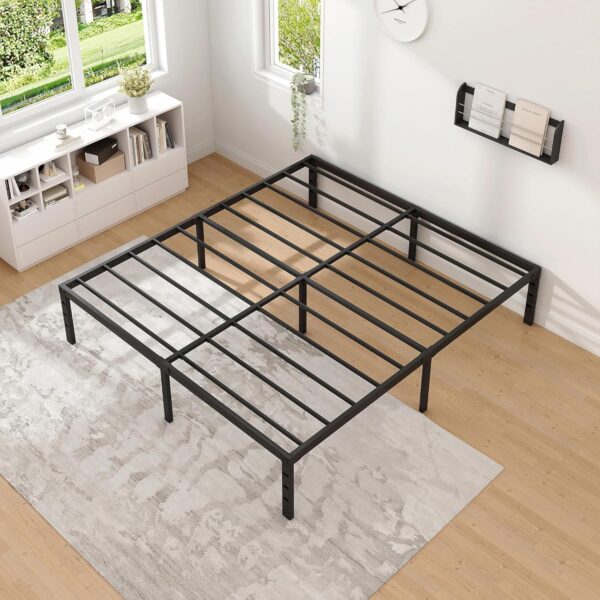 Metal Bed Frame,Full Size Bed Frame with Storage Space,Heavy Duty Sturdy Mattress Foundation,Easy Assembly,No Box Spring Needed, Black,14 Inch,Full