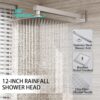 Shower System, Brushed Nickel Shower Faucet Set with 12-Inch Rain Showerhead and Handheld Spray, Wall Mounted High-Pressure Showerhead Combo Set Included Valve and Trim, Brushed Nickel
