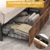 Lifezone Full Bed Frame with 2-Tier Storage Headboard, Metal Platform Bed Frame with 4 Storage Drawers, Built in Charging Station & LED, Noise-Free/Metal Support/No Box Spring Needed, Vintage Brown