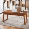 Tribesigns Home Office Executive Desk: 55 Inches Wooden Computer Desk with Drawer, Mid-Century Modern Study Writing Table, Rustic PC Laptop Desk Workstation Furniture, Walnut Brown