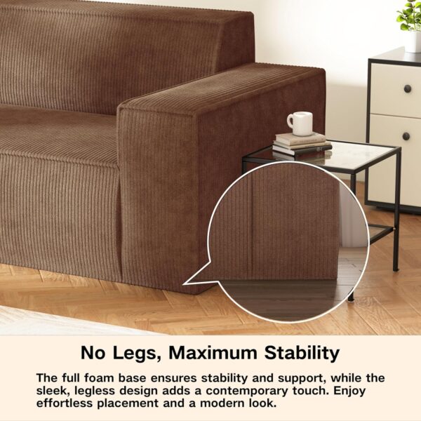 Sofa-in-a-Box, Memory Foam 3-Seater Couch, No Installation & Easy to Transport, Deep Seat Modern Sofa with Corduroy Fabric, Couch for Living Room, Bedroom, Apartment, Home Office, Brown