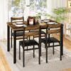 DKLGG Dining Table Set for 4, 43.3" Dining Room with 4 Upholstered PU Leather Chairs, Modern Wood Table and Chairs Set, 5-Piece Dinette Breakfast Nook, Small Places, Brown