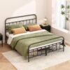 Metal Bed Frame - Structurally Stable Heavy Duty Steel Slat Supported Full Bed Frames,No Box Spring Needed for Easy Removal and Transport.