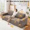 Hanherry Sofa for Living Room, Modern Comfy Sofa with Medium Firm Seat Cushion, Removable Cover,Wide Armrest,USB/Type-C Port,Chenille Fabric Couches for Small Space,Apartment (Brown, 89 inch)