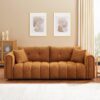 91.5" Modern Boucle Sofa with Deep Seat, Comfortable Upholstered Tufted Cloud Couch, Modern 3 Seater Couches for Living Room, Bedroom, Apartment, Office (Curry)